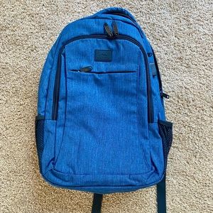 Blue backpack, new, without tags. Never used.